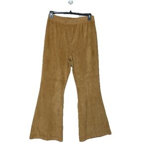 Aerie Womens Size L Groove-On Rib Velour Flare Pant Pull On High‎ Rise Brown